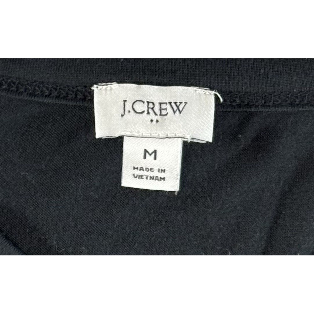 J. Crew Long Sleeve Crewneck Shirt Womens Medium Black Back Slit Split Asymetric - Picture 4 of 7